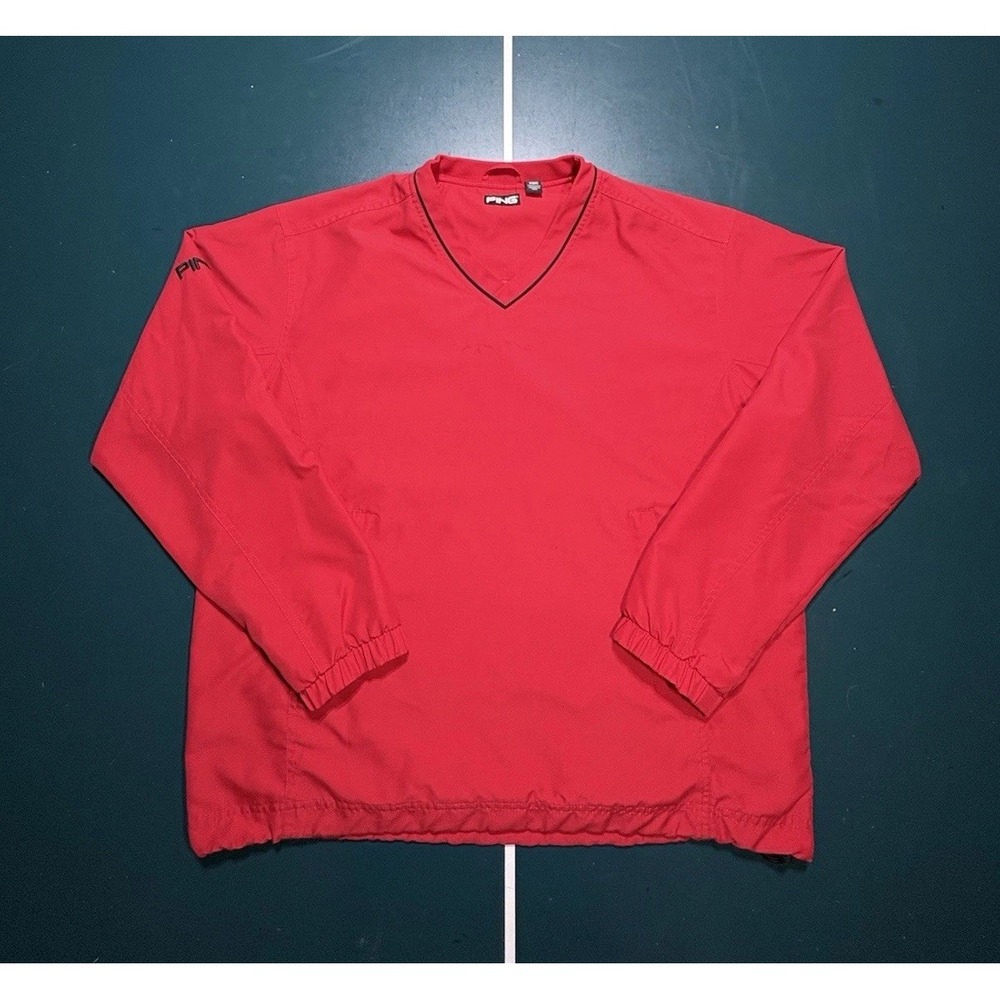 Ping Collection‎ Golf Pullover Windbreaker Jacket Men's Medium Red Black